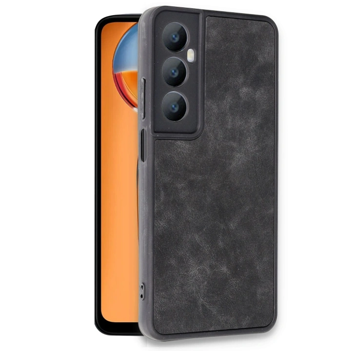 BFS  Realme C65 Kılıf Aras Deri Kapak - Siyah