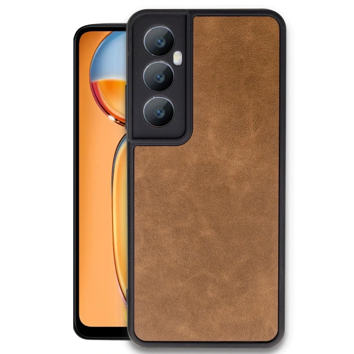 BFS  Realme C65 Kılıf Aras Deri Kapak - Taba