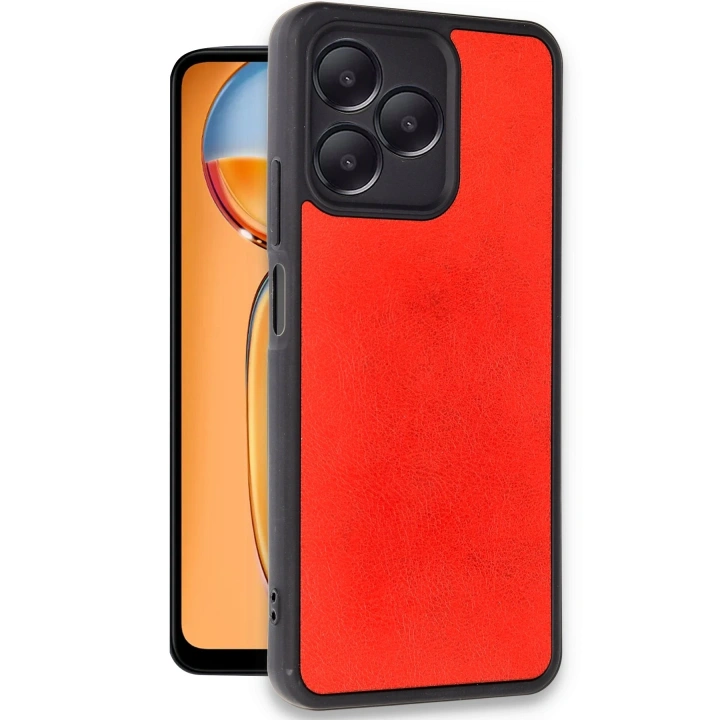 BFS  Realme Note 50 4G Kılıf Aras Deri Kapak - Kırmızı