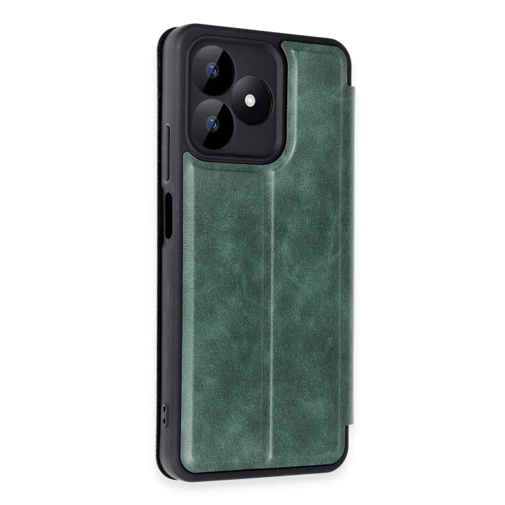 BFS  Realme Note 50 4G Kılıf Flip Cover - Koyu Yeşil