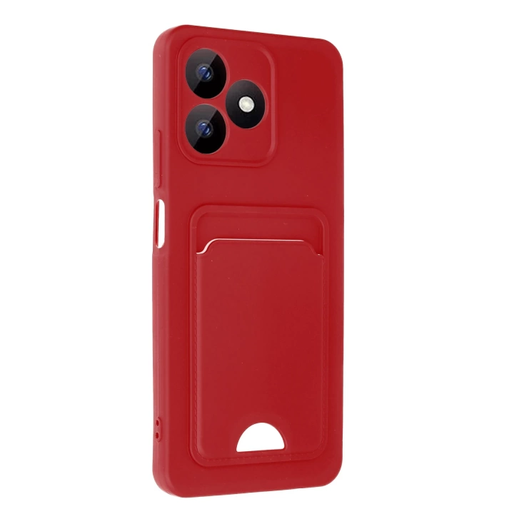 BFS  Realme Note 50 4G Kılıf Kelvin Kartvizitli Silikon - Kırmızı