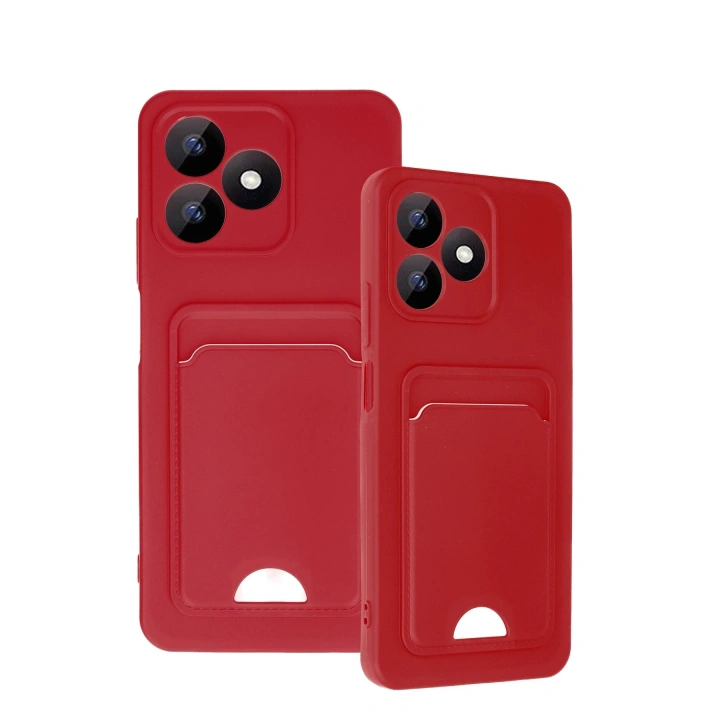 BFS  Realme Note 50 4G Kılıf Kelvin Kartvizitli Silikon - Kırmızı