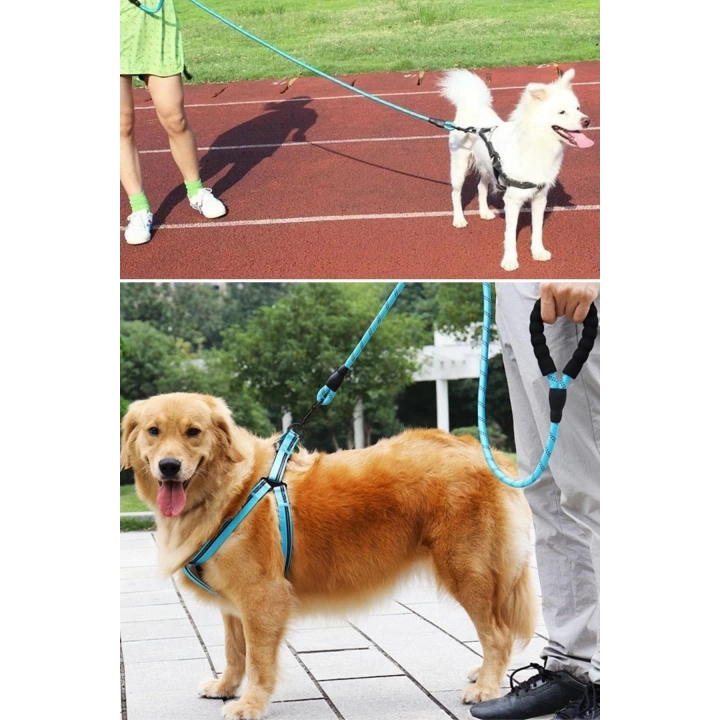 BFS  Reflektörlü Fosforlu Köpek Gezdirme Halatı Tasma Kayışı Metal Kancalı 130 cm