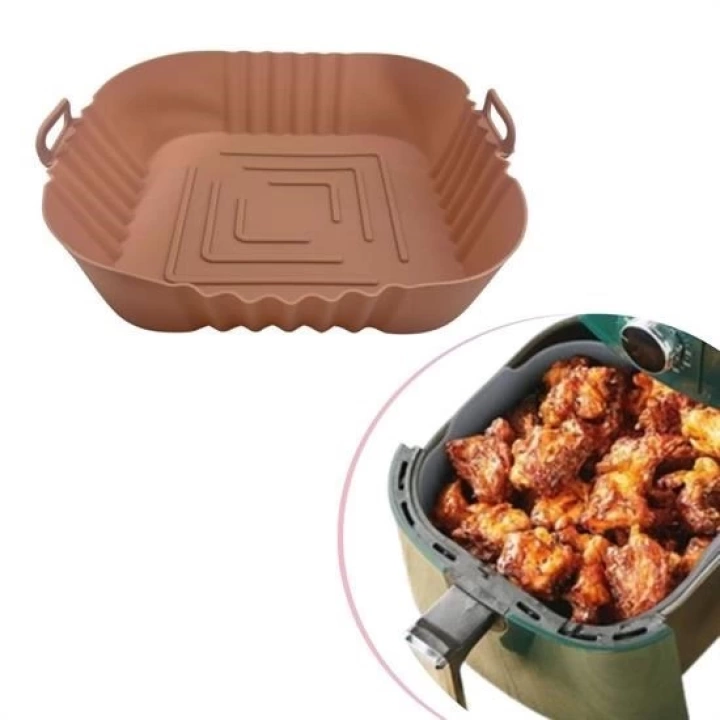 BFS  Renkli Isıya Dayanıklı Yıkanılabilir Silikon Fırın  Airfryer Kare Model Pişirme Matı 20 cm