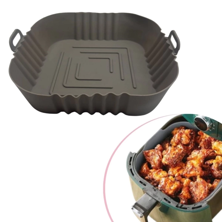 BFS  Renkli Isıya Dayanıklı Yıkanılabilir Silikon Fırın Ve Airfryer Kare Model Pişirme Matı 20 Cm