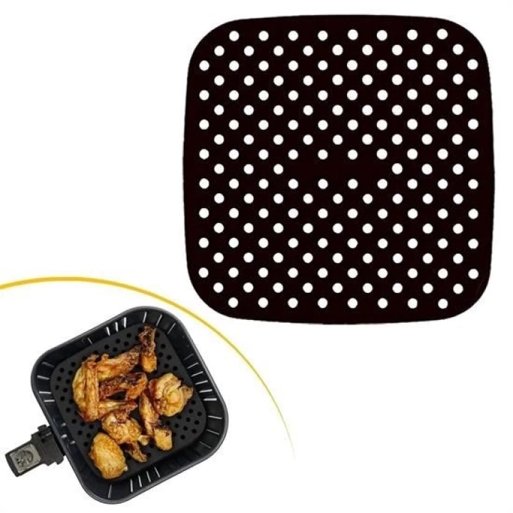 BFS   Renkli Isıya Dayanıklı Yıkanılabilir Silikon Fırın Ve Airfryer Kare Pişirme Matı 21,5 Cm