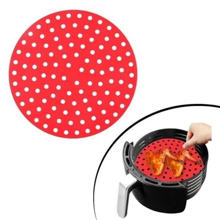 BFS   Renkli Isıya Dayanıklı Yıkanılabilir Silikon Fırın Ve Airfryer Yuvarlak Pişirme Matı 20 Cm
