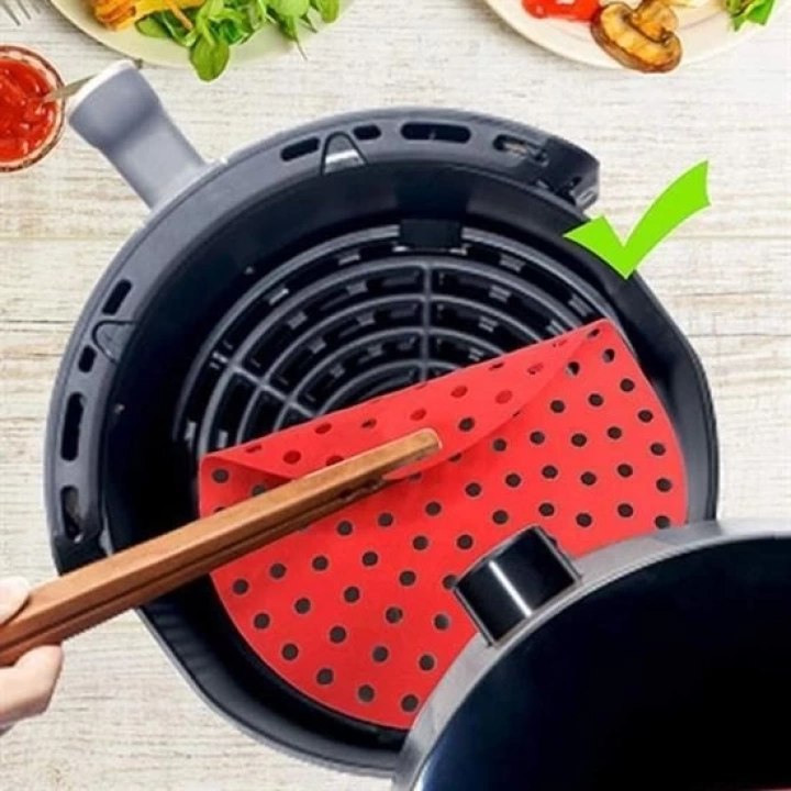 BFS   Renkli Isıya Dayanıklı Yıkanılabilir Silikon Fırın Ve Airfryer Yuvarlak Pişirme Matı 20 Cm