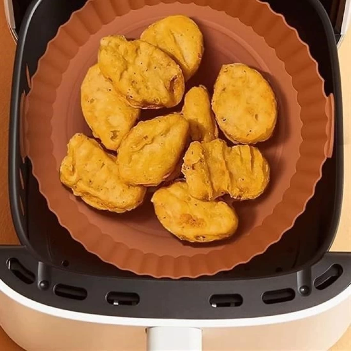BFS  Renkli Isıya Dayanıklı Yıkanılabilir Silikon Fırın Ve Airfryer Yuvarlak Pişirme Matı 20 Cm