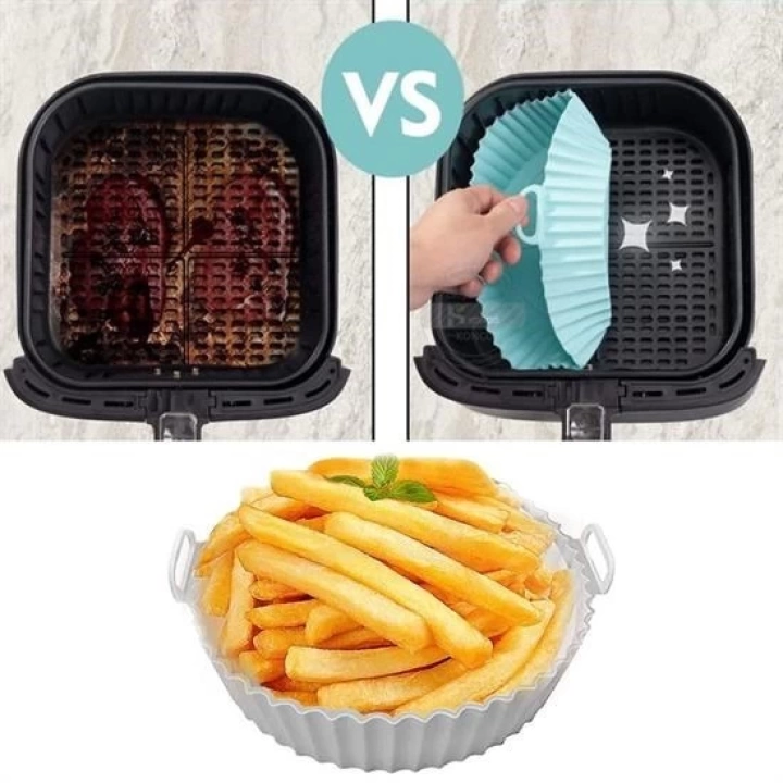 BFS  Renkli Isıya Dayanıklı Yıkanılabilir Silikon Fırın Ve Airfryer Yuvarlak Pişirme Matı 20 Cm