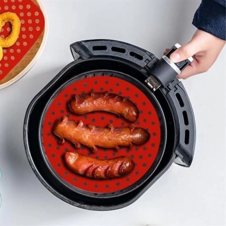 BFS   Renkli Isıya Dayanıklı Yıkanılabilir Silikon Fırın Ve Airfryer Yuvarlak Pişirme Matı 20 Cm