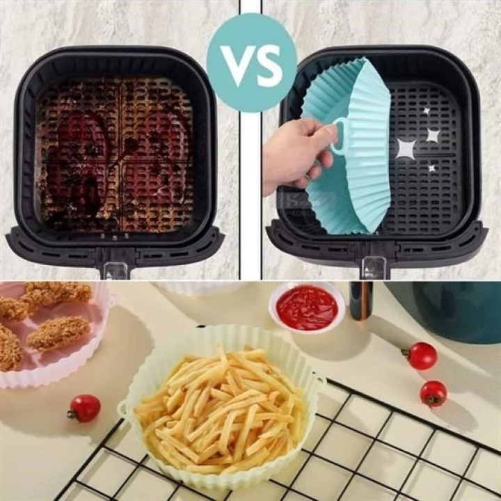 BFS  Renkli Isıya Dayanıklı Yıkanılabilir Silikon Fırın Ve Airfryer Yuvarlak Pişirme Matı 20 Cm
