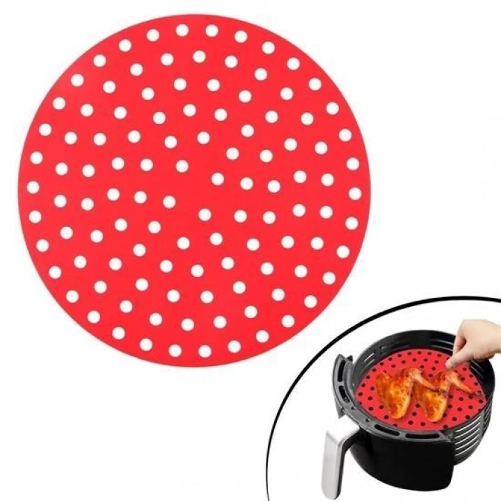 BFS   Renkli Isıya Dayanıklı Yıkanılabilir Silikon Fırın Ve Airfryer Yuvarlak Pişirme Matı 23 Cm