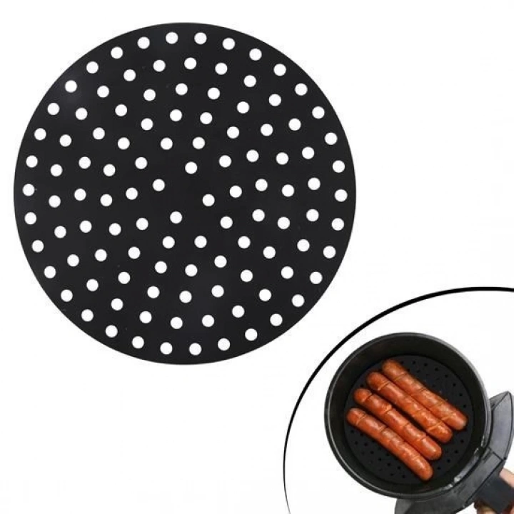 BFS   Renkli Isıya Dayanıklı Yıkanılabilir Silikon Fırın Ve Airfryer Yuvarlak Pişirme Matı 23 Cm