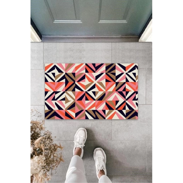 BFS Renkli Kapı Önü Paspası Modern Desen  K-3244
