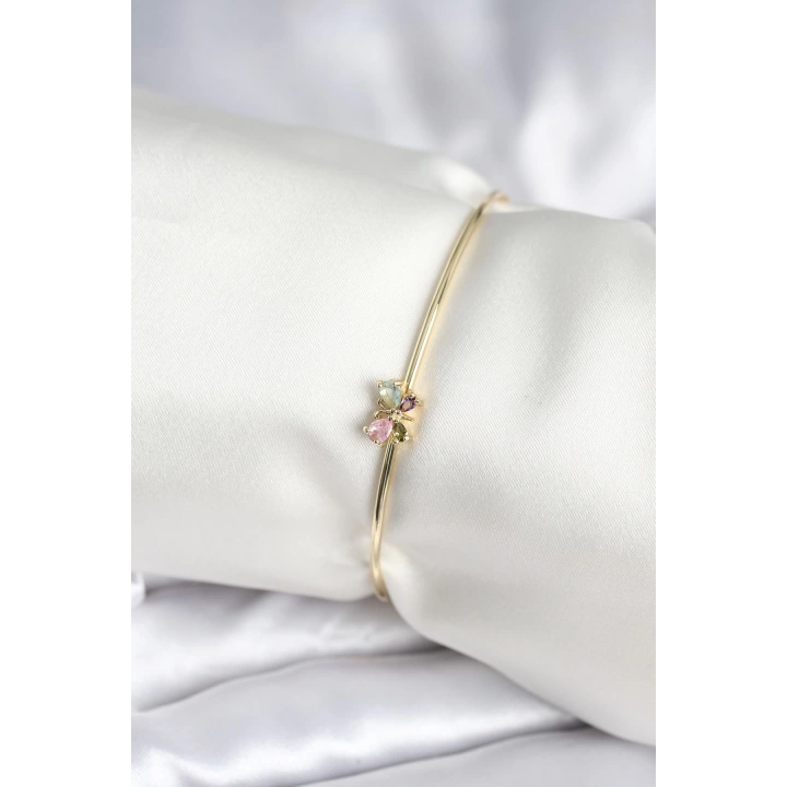 BFS Renkli Kelebek Figür Gold Renk Pirinç Kadın Bileklik