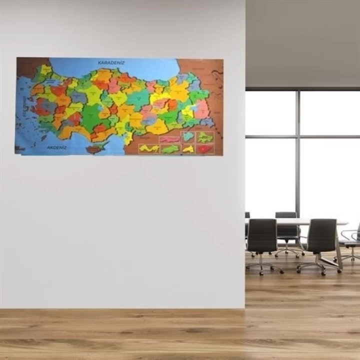 BFS  Renkli Türkiye Haritası Manyetik Yapıştırıcı Gerektirmeyen Duvar Stickerı 118 CM * 56 CM