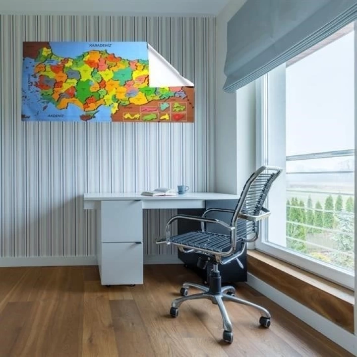 BFS  Renkli Türkiye Haritası Manyetik Yapıştırıcı Gerektirmeyen Duvar Stickerı 118 CM * 56 CM
