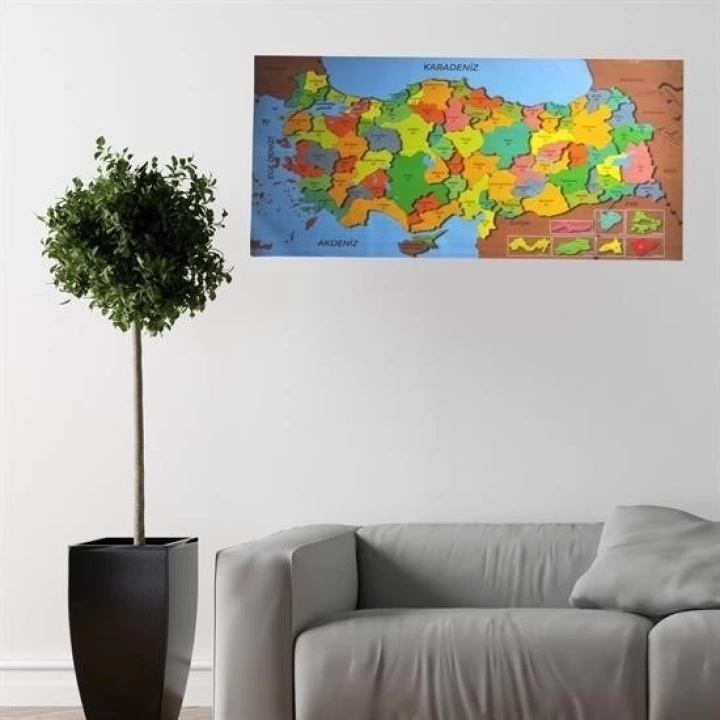 BFS  Renkli Türkiye Haritası Manyetik Yapıştırıcı Gerektirmeyen Duvar Stickerı 118 CM * 56 CM