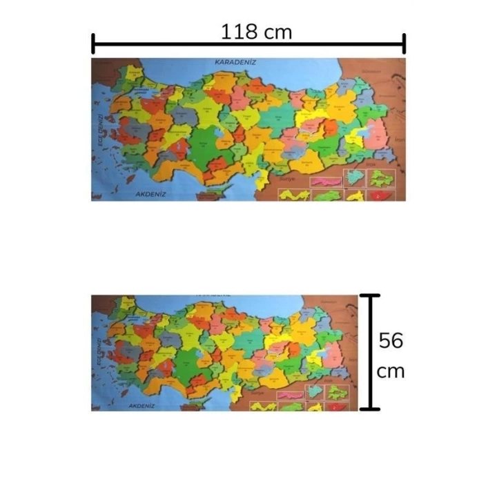 BFS  Renkli Türkiye Haritası Manyetik Yapıştırıcı Gerektirmeyen Duvar Stickerı 118 CM * 56 CM
