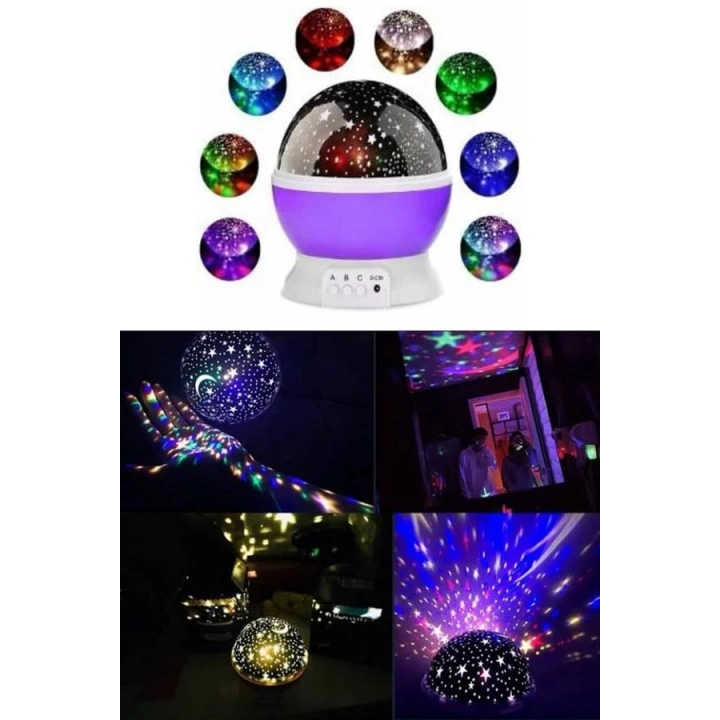 BFS Renkli Yıldızlı Gökyüzü Projeksiyon Gece Lambası Pilli ve USB Kablolu