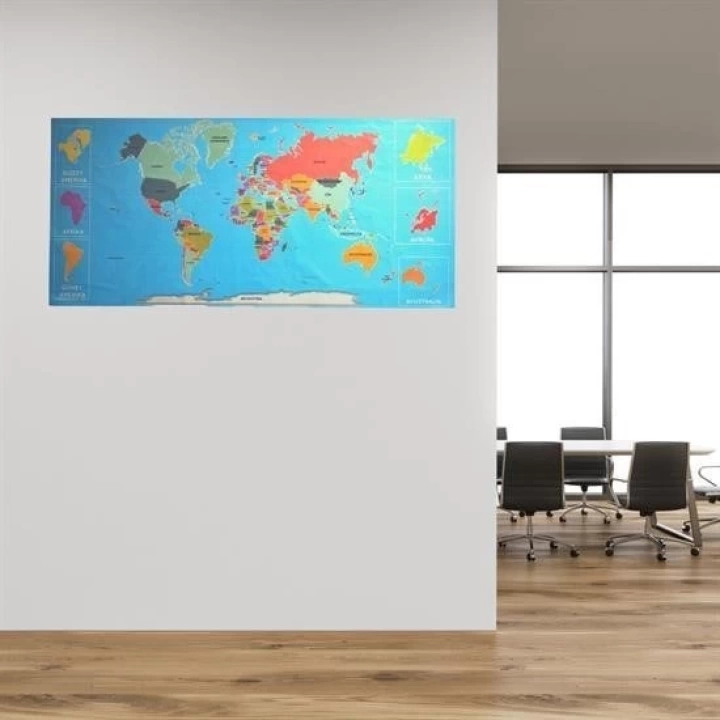 BFS  RenkliAtlas DünyaHaritası Manyetik Yapıştırıcı Gerektirmeyen Duvar Stickerı 118 CM * 56 CM