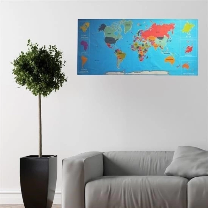 BFS  RenkliAtlas DünyaHaritası Manyetik Yapıştırıcı Gerektirmeyen Duvar Stickerı 118 CM * 56 CM