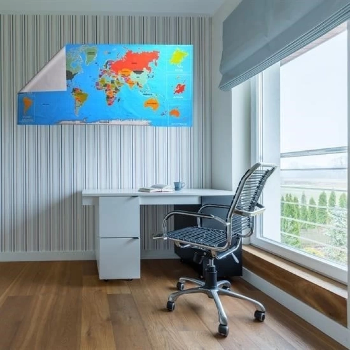 BFS  RenkliAtlas DünyaHaritası Manyetik Yapıştırıcı Gerektirmeyen Duvar Stickerı 118 CM * 56 CM