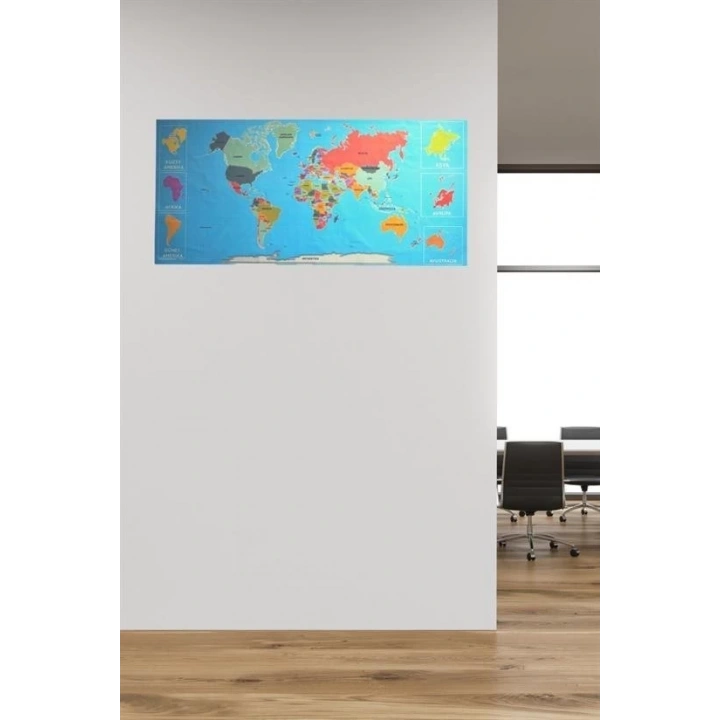 BFS  RenkliAtlas DünyaHaritası Manyetik Yapıştırıcı Gerektirmeyen Duvar Stickerı 118 CM * 56 CM