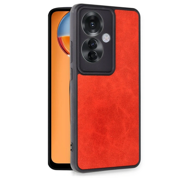 BFS   Reno 11F Kılıf Aras Deri Kapak - Kırmızı