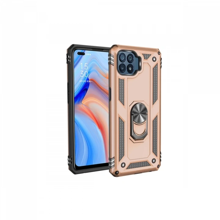 BFS   Reno 4 Lite Kılıf Sofya Yüzüklü Silikon Kapak - Gold