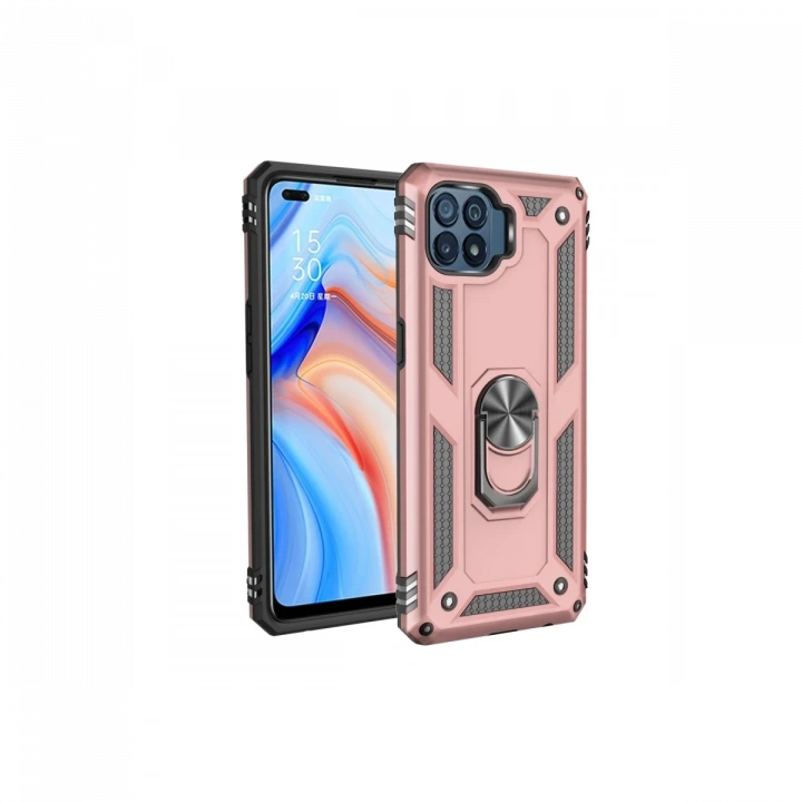 BFS   Reno 4 Lite Kılıf Sofya Yüzüklü Silikon Kapak - Rose