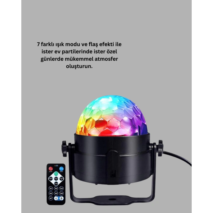 BFS RGB LED Disko Küresi 7 Modlu Uzaktan Kumandalı