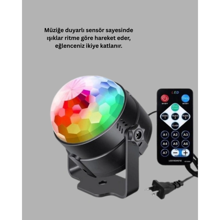 BFS RGB LED Disko Küresi 7 Modlu Uzaktan Kumandalı