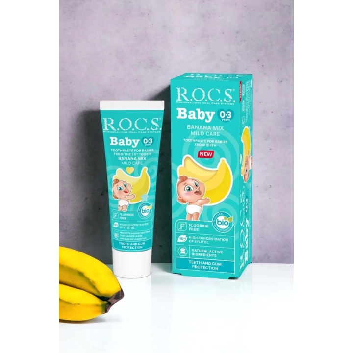 BFS   R.O.C.S.Bebek Diş Macunu Muz Püresi Tadında 0-3 Yaş 45 Gr