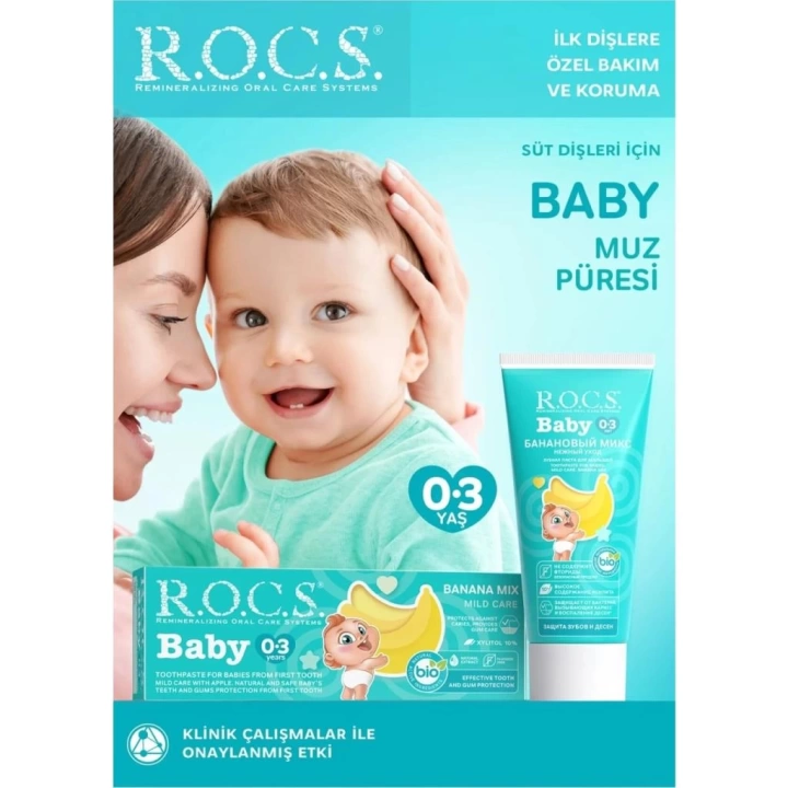 BFS   R.O.C.S.Bebek Diş Macunu Muz Püresi Tadında 0-3 Yaş 45 Gr