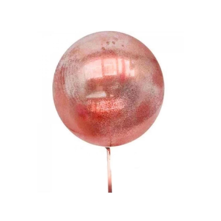 BFS   Rose Gold Renk Simli Yuvarlak Şeffaf Balon 24 İnç