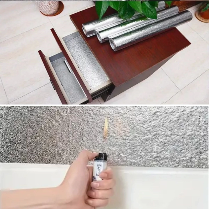 BFS  Rulo Gümüş Alüminyum Folyo Duvar Kağıdı, Kendinden Yapışkanlı Raf İçi, Su Geçirmez Folyo  2 mt x 60 cm