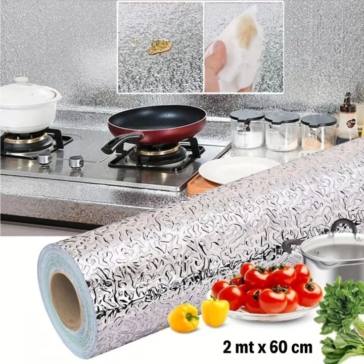 BFS  Rulo Gümüş Alüminyum Folyo Duvar Kağıdı, Kendinden Yapışkanlı Raf İçi, Su Geçirmez Folyo  2 mt x 60 cm