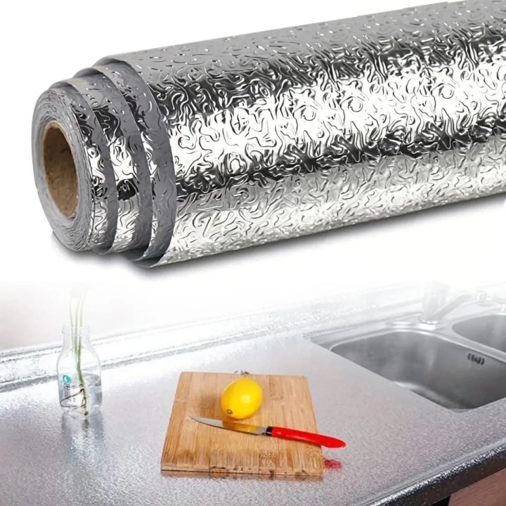 BFS  Rulo Gümüş Alüminyum Folyo Duvar Kağıdı, Kendinden Yapışkanlı Raf İçi, Su Geçirmez Folyo  2 mt x 60 cm