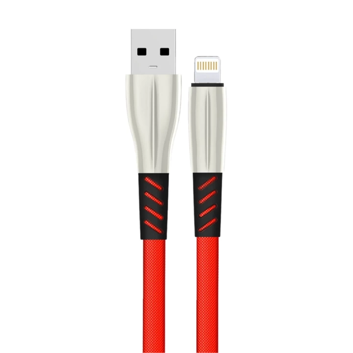 BFS S89 Metal Uçlu Lightning Kablo iphone Uyumlu 1M 2.4A - Kırmızı