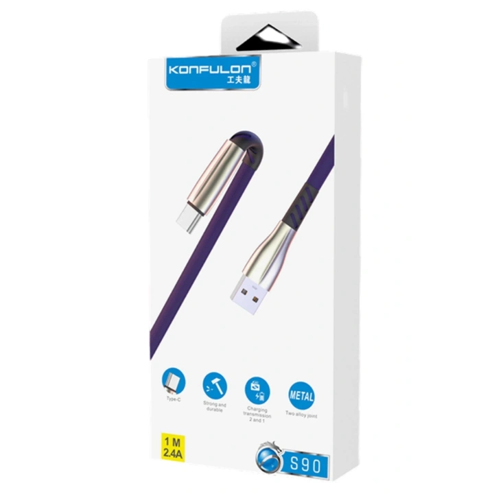 BFS S90 Metal Uçlu Type-C Kablo 1M 2.4A - Kırmızı
