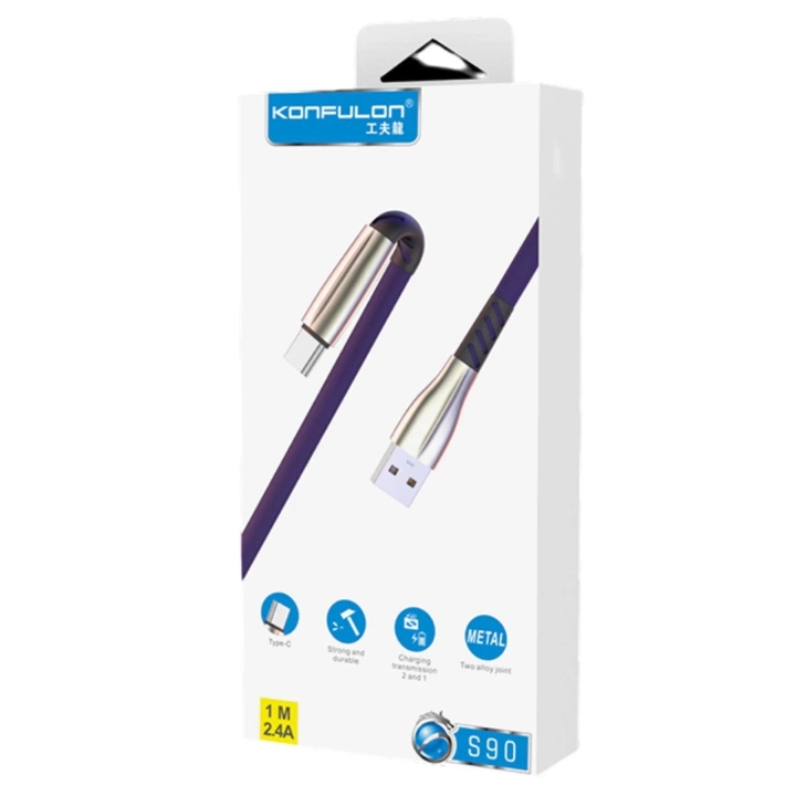 BFS S90 Metal Uçlu Type-C Kablo 1M 2.4A - Siyah