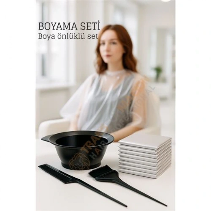 BFS Saç Boyama Seti 3’lü ve Saç Boya Önlüğü Tarak, Seti Fırça, Boya Kabı ile Profesyonel Uygulama Kolaylığı