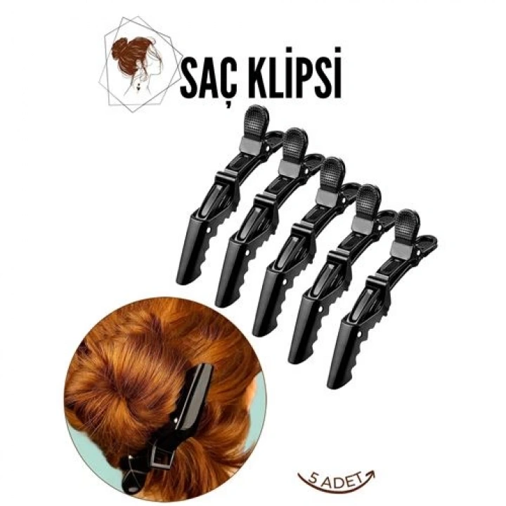 BFS  Saç Pensi Saç Klipsi 5 Adet Crocodile Design