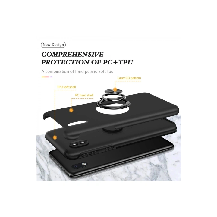 BFS  Samsung Galaxy A01 Core Kılıf Elit Yüzüklü Kapak - Siyah