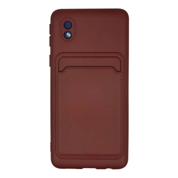 BFS  Samsung Galaxy A01 Core Kılıf Kelvin Kartvizitli Silikon - Bordo
