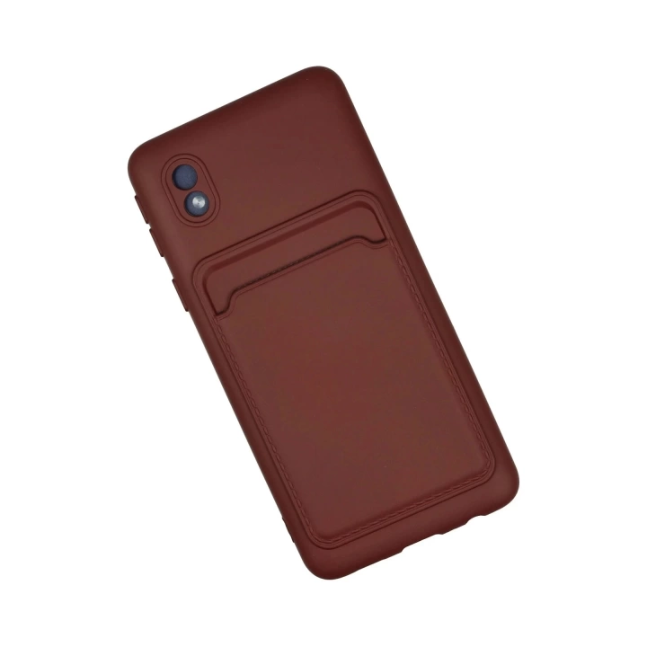 BFS  Samsung Galaxy A01 Core Kılıf Kelvin Kartvizitli Silikon - Bordo