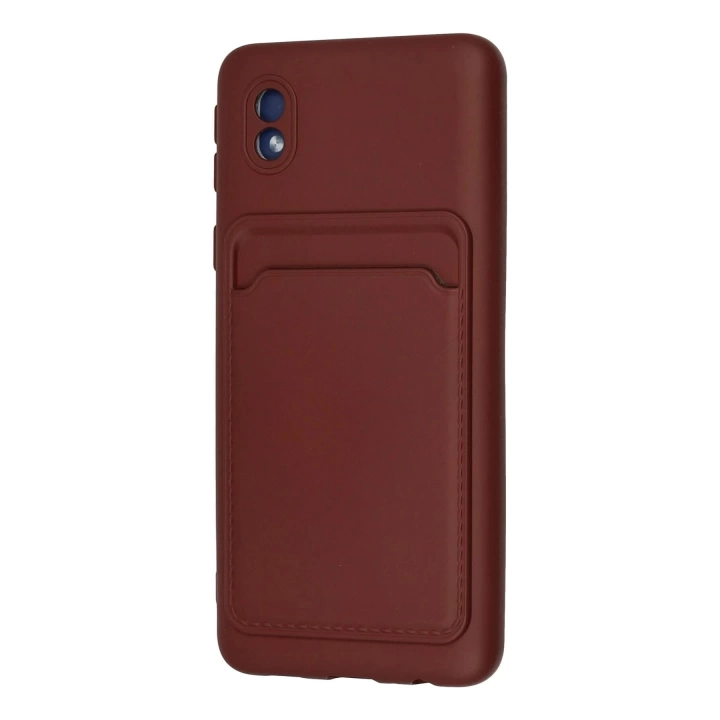 BFS  Samsung Galaxy A01 Core Kılıf Kelvin Kartvizitli Silikon - Bordo