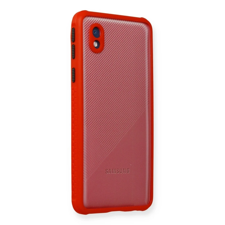 BFS  Samsung Galaxy A01 Core Kılıf Miami Şeffaf Silikon - Kırmızı